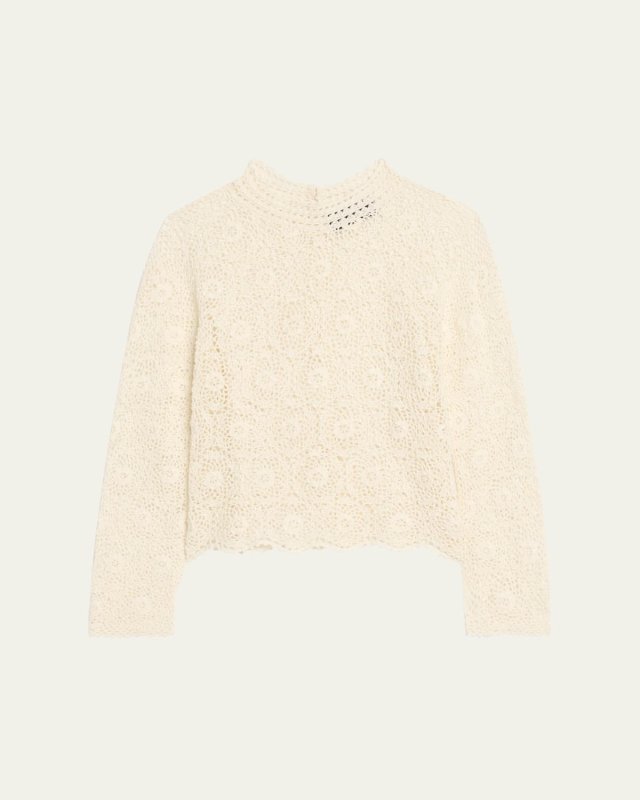 Gibson Scallop Floral Lace Sweater